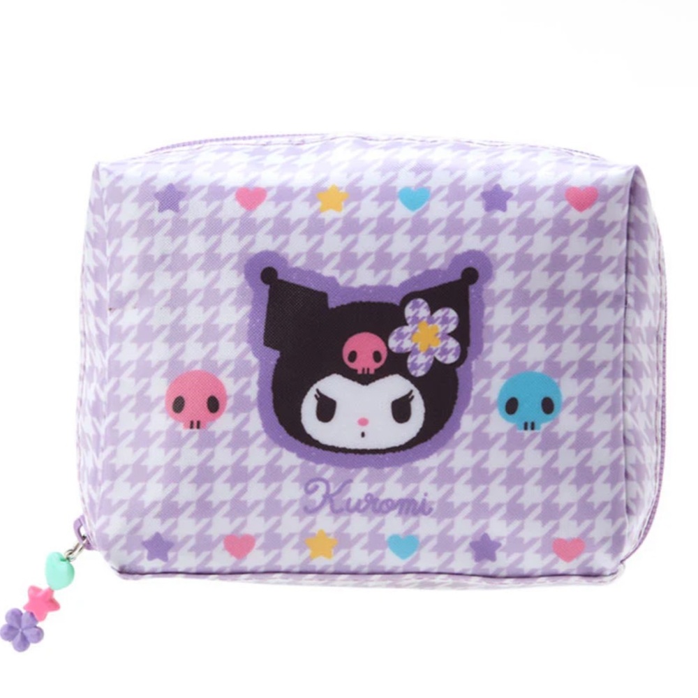 SANRIO Kuromi Purple Houndstooth Cosmetic Bag / Pouch NIP